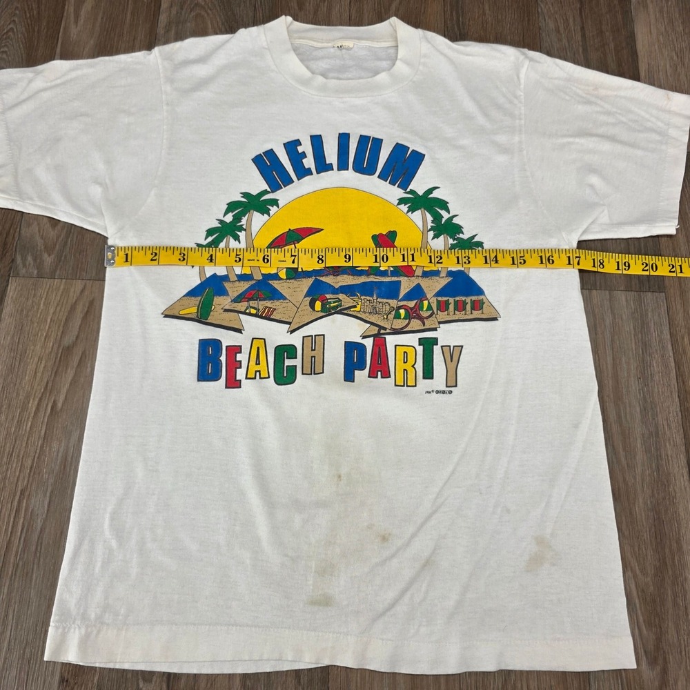 Vintage 1986 Helium Beach Party Surf T Shirt Single Stitch Thin White Small - Picture 5 of 12